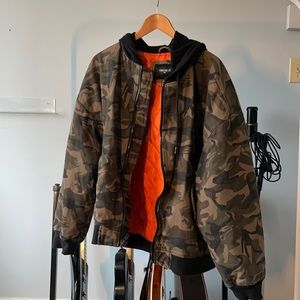 Men oversized hooded camo jacket large size